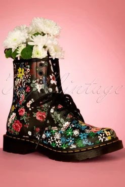 1460 Pascal Floral Mash Up Backhand Laarzen In Zwart Vrouwen Booties & Laarzen