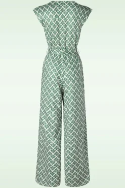 New Adeline Jumpsuit In Legergroen En Gebroken Wit Vrouwen Playsuits & Jumpsuits