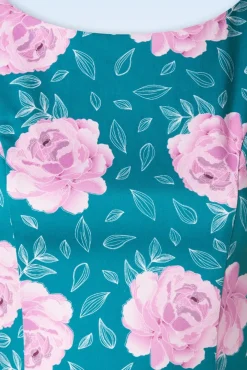 Outlet Adriana Swingjurk Met Bloemenprint In Groenblauw Blauw Vrouwen Plus Size Jurken