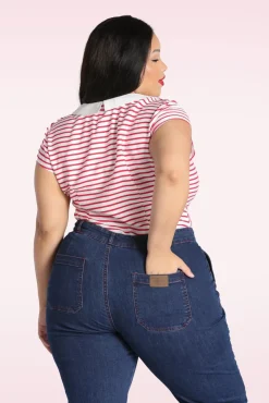 Clearance Ahoy Blouse In Wit En Rood Vrouwen Blouses