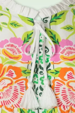 Hot Anika Floral Top In Wit Vrouwen Blouses