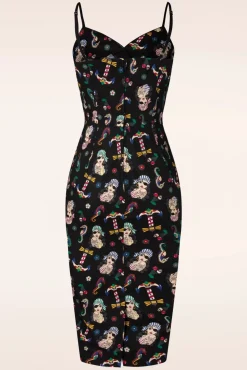 Online Anker Pin-Up Penciljurk In Zwart Vrouwen Strakke Jurken