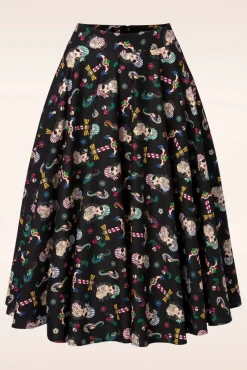 Hot Anker Pin-Up Swingrok In Zwart Vrouwen Rokken