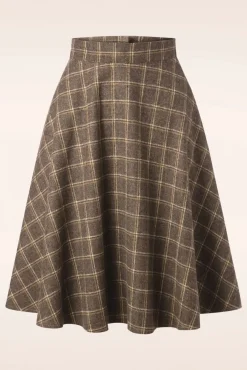 Clearance Another Fab Swing Rok In Bruin Vrouwen Rokken