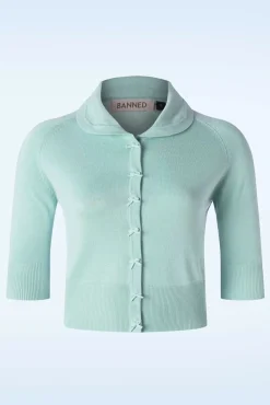 Sale April Cardigan Met Korte Mouwen In Aqua Blauw Vrouwen Vestjes