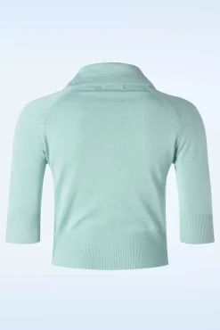 Sale April Cardigan Met Korte Mouwen In Aqua Blauw Vrouwen Vestjes