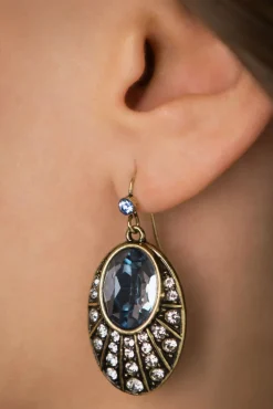 Outlet Art Deco Ovale Oorbellen In Blauw Vrouwen Sieraden