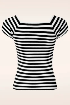 New Audrey Gestreepte Top In Zwart Vrouwen Tops