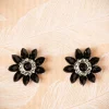 Sale Audrey Jet Flower Stud Oorbellen In Zwart En Zilver Vrouwen Sieraden