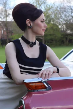 Sale Audrey Jet Flower Stud Oorbellen In Zwart En Zilver Vrouwen Sieraden