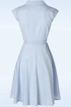 Sale Ava Gestreepte Jurk In Lichtblauw Vrouwen Swing Jurken