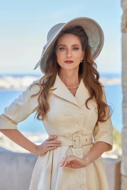 Sale Azelia May Linnen Overcoat Jurk In Creme Vrouwen Jassen