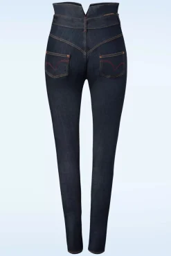 Outlet Babe Skinny Jeans Met Hoge Taille In Donkerblauw Vrouwen Broeken