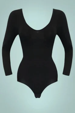 Discount Bamboe Bodysuit In Zwart Vrouwen Shapewear