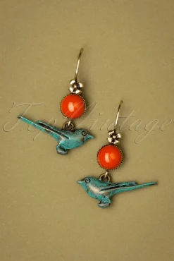 Best Birdie Vergulde Oorbellen In Blauw En Rood Vrouwen Sieraden