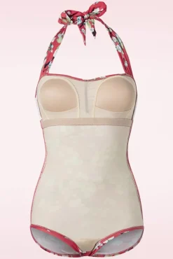 New Blossom One Piece Halter Badpak In Rood Vrouwen Badpakken