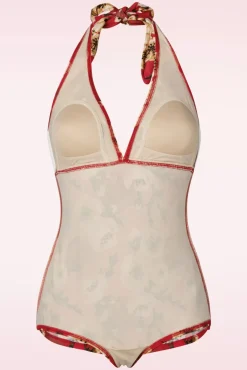 Sale Blossom One Piece Halterbadpak In Rood Vrouwen Badpakken