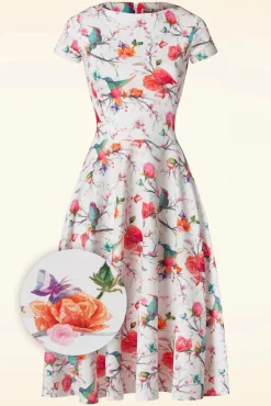 Sale Blythe Birds Swing Jurk In Wit Vrouwen Plus Size Jurken