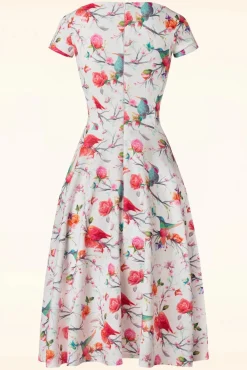 Sale Blythe Birds Swing Jurk In Wit Vrouwen Plus Size Jurken