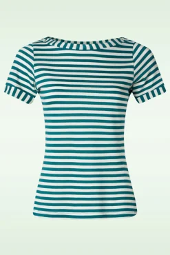 New Boatneck Top Chopito Stripe In Ponderosa Groen Vrouwen T-Shirts