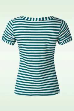 New Boatneck Top Chopito Stripe In Ponderosa Groen Vrouwen T-Shirts
