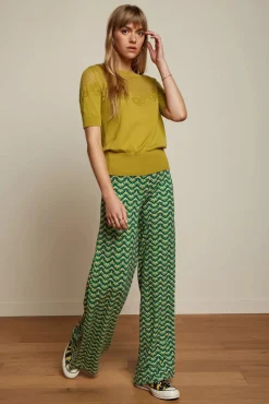 New Border Palazzo Brazza Broek In Jaspisgroen Vrouwen Broeken