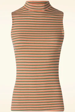New Boxy Stripe Turtle Top In Ponderosa Groen Vrouwen Tops