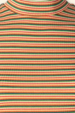 New Boxy Stripe Turtle Top In Ponderosa Groen Vrouwen Tops