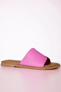 Discount Britt Lederen Slippers In Roze Vrouwen Slippers
