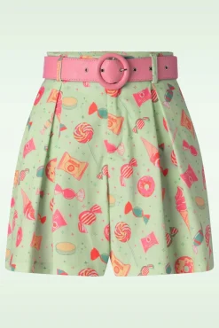 Sale Candy Belted Shorts In Mint Vrouwen Broeken