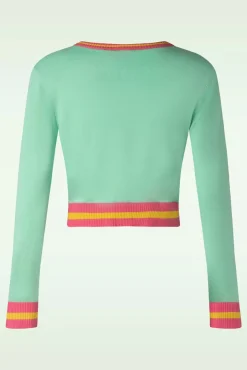 Candy Patch Cardigan In Mint Vrouwen Vestjes