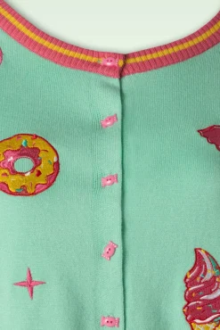 Candy Patch Cardigan In Mint Vrouwen Vestjes