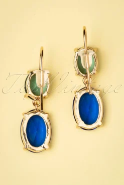 New Carol Oorbellen In Goud En Blauw Vrouwen Sieraden