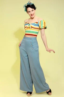 Hot Caspian Swing Broek In Blauw Vrouwen Broeken