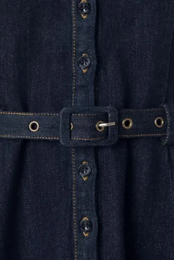 Clearance Caterina Denim Swing Jurk In Blauw Vrouwen Effen Jurken