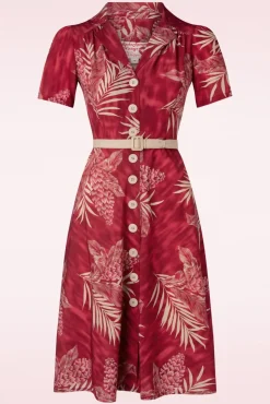 Sale Charlene Palm Blouse-Jurk In Robijnrood Vrouwen Plus Size Jurken