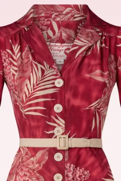 Sale Charlene Palm Blouse-Jurk In Robijnrood Vrouwen Plus Size Jurken