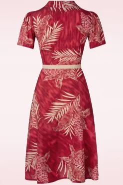 Sale Charlene Palm Blouse-Jurk In Robijnrood Vrouwen Plus Size Jurken