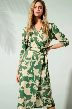 Discount Charlotte Flower Jurk In Groen Vrouwen Midi Jurken