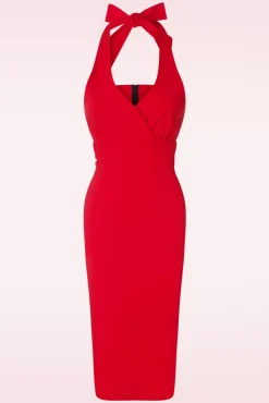 Cher Halter Pencil Jurk In Rood Vrouwen Plus Size Jurken