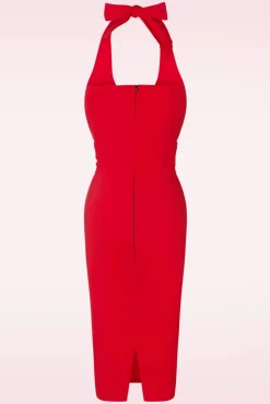 Cher Halter Pencil Jurk In Rood Vrouwen Plus Size Jurken