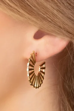 Hot Circle Fan Oorbellen In Goud Vrouwen Sieraden
