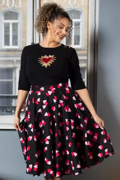 Sale Confetti Swing Rok In Zwart Vrouwen Rokken