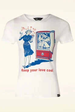 Hot Cool Love T-Shirt In Gebroken Wit Vrouwen T-Shirts