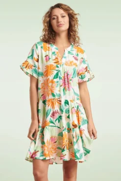 New Dahlia Flower Jurk In Gebroken Wit Vrouwen Plus Size Jurken