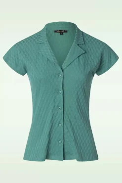 Dani Manelli Jacquard Blouse In Smoke Groen Vrouwen Blouses