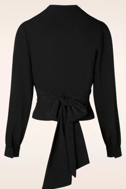 Clearance Darla Overslag Blouse In Zwart Vrouwen Blouses