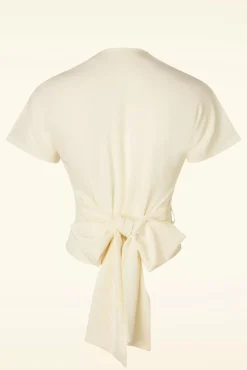Outlet Darla Wikkelblouse Met Korte Mouwen In Antiek Wit Vrouwen Blouses