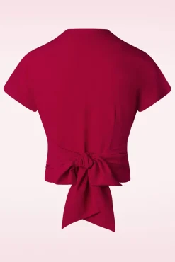 Darla Wikkelblouse Met Korte Mouwen In Rood Vrouwen Blouses