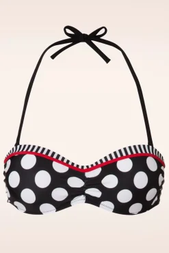 Best Debra Halterbikinitop Met Polkadotstrepen In Zwart En Wit Vrouwen Bikini's